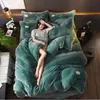 FB18002 Nieuwe Winter Fleece Beddengoed Set AB Kant Flanel Beddengoed Fluwelen Beddengoed Pure Kleur Thuis Textiel Dekbedovertrek7017682