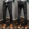Fashion-feroce taglio dritto jeans jeans slim fit danno foro strappato vernice denim pantaloni grande taglia 38