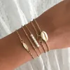 Conjunto de pulseras de concha de mar bohemio para mujer, abalorio de piña, perla, estrella de mar, cadenas de cuerda, regalo de joyería de playa hawaiana bohemia para mujer