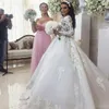 Abiti da sposa arabi maniche lunghe abito da sposa turco abito da ballo applicazioni tulle abito da sposa vintage da chiesa abito da ricevimento nuziale anni '50