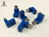 100PCS / LOT RIGHT ANGLE USB 3.0 Typ A Man / Kvinna till Kvinna Blå Vinkel Cross Type Adapter Coupler Könväxlare Connector Snabb hastighet