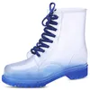 2022 Rain Boots Platform Fashion Transparent vattenskor för kvinnliga klassiker Bow Flats Lowheeled Middle Tube Rain Boot Waterproof 1460606