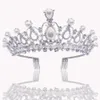 Superbe couronne de diadème de mariée en perles d'argent avec peignes, bandeaux pour femmes, ornements de cheveux de bal, accessoires de bijoux de cheveux de mariage