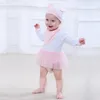 Body en coton biologique pour bébés filles, ensemble de vêtements pour nouveau-nés, tenue en mousseline de soie + chapeau + offres, sous-vêtements pour bébés filles, 3 pièces