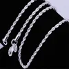 Högkvalitativ 925 Sterling Silver Plated 3mm (16-24 tum) Twisted Rope Chain Necklace Fashion Jewelry Gratis frakt 1015