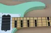 Factory Custom Green 4 Strings Electric Bass Guitar with Black Fret Inlay Maple Fretboard White Pickguard offering customized services