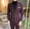 Yeni erkek Lüks Moda Ekose Erkek Takım Elbise Damat Gelinlik Suit 3 Parça Erkek Resmi İş Rahat Takım Elbise