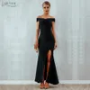 Adyce 2019 Summer Women Bandage Dress Sexy Black Long Maxi Club Dress Vestidos Elegante con spalle scoperte Celebrity Runway Party Dress T5190615