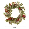 Dekorativa blommor kransar julen girland tallkotte röd fruktkrans romantisk dekoration vit flockande hänge med frost ornament1