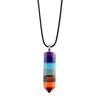 Colgante de yoga chakra con gema de 7 colores para mujer de tres piezas (pendiente, collar, llavero)