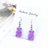 Pendiente colgante con forma de oso de dibujos animados para mujer y niña, aretes de resina coloridos de Color caramelo, aretes de animales encantadores, regalo divertido de joyas de fiesta