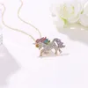 Sıcak Moda Takı Renkli Rhinstone Unicorn Kolye Kolye Bayan Midilli Chokers Kolye S775