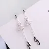 Wholesale- designer ballet dancing girl long tassel diamond glittering stud drop dangle earring for woman girls