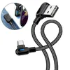 Melhor uso Cotovelo Duplo Tipo-C Micro USB Cabos Fast Charge 90 graus com luz para Samsung Huawei Cable para AllMobile Phone Charger