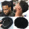 Ingain Virgin Human Hair Replacement Male Hair Pieces 4mm Afro Curl Gray Toupee Full Lace Units för Black Mens Fast Express Delivery