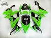 Gratis Custom Chinese Fairings Kit för Kawasaki Ninja ZX-10R ZX-RR 2008-2011 Grön svart ABS Motorcykel Fairing Parts ZX 10R 08-11 ZX10R