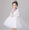 Sweet White Applique Beads Knee Girl's Pageant Abiti Flower Girl Abiti Principessa Abiti da festa Gonna per bambini Custom Made 2-14 H311159