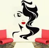 Autocollant mural en vinyle pour Salon de beauté, lèvres rouges de dame, décoration de maison, coiffeur, coiffure, barbier, fenêtre, décalcomanie 310e