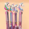 30pcs / серия Kawaii Мода Подарки 3 В 1 Цвет Unicorn Шариковая ручка 0.5mm роллер с черными чернилами перо подарков партии сувениры