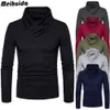 Nouveau 2019 mode hommes thermique coton col de tortue Skivvy col roulé pulls haut extensible