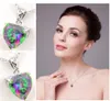 Luckyshien 6pcs Lot Classic Biżuter Fire Mystic Topaz Silves Rainbow Heart Wiselds for Women CZ Zircon Naszyjniki wisiorki wi195k