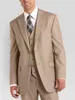Classic Design Khaki Bruidegom Tuxedos Notch Revers Two Button GroomsMen Mens Bruiloft Past Populaire Man Blazer Pakken (Jas + Broek + Vest + Tie) 724