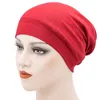 Women Hair Care Cotton Satin Solid Color Caps Night Sleep Hat Head Wrap Elastic Soft Bonnet Headwear