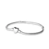 100% 925 Sterling Zilveren Hart Sluiting Snake Chain Armband Fit Authentieke Europese Dangle Charm Voor Vrouwen Mode DIY Sieraden