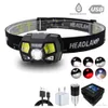 LED HEADLAMP Zoomable Reflektor 1T6 + 4XPE + COB LED Lampa Koralik Oświetlenie zewnętrzne 5 Tryby przełączania