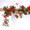 2,2m Konstgjord blomma Vine Fake Silk Rose Ivy Blomma För Bröllopsdekoration Konstgjorda Vines Hängande Garland Heminredning