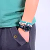 2pcs / set par avstånd armband klassisk natursten blå grön vit svart pärlstav armband för män kvinnor bästa vän