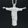 18k Gold Jesus Cristo O Redentor Cruz Pingente Colar De Ouro Prata Banhado Mens Hip Hop Bling Jóias Presente