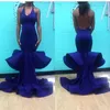 Africain Nouvelle Arrivée Sexy Bleu Royal Sirène Robes Halter Cou Dos Nu Longue De Bal pour Les Filles Noires Robe Formelle Robes De Soirée