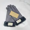 Winter Dames Lederen Handschoenen Matt Bont Mittens PU Vijf Vingers 4 Kleuren met Tag Groothandel