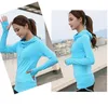 Running Jackets Koreansk stil Snabbtorkning Andningsbara Yoga Shirts med tummen Hål Långärmad Hooded Sport Jacka Toppar Slitage