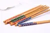 350Pairs Kina "East Meet West" Naturliga Bamboo Chopsticks Porslin Wedding Favor Gift Souvenir Gratis Frakt Lin4431