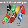 Silicone Oil Rig Waterpipe Football Forme Fumer Pipe bong Pipes à main de cigarette réutilisables avec bol en verre et porte-clés