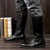 Nowa Jesień Zima Mężczyźni Moda Męskie PU Leather Black High Top Pointed Casual Boot Man Wygodne i ciepłe buty męskie