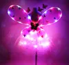 Girl LED Butterfly Wings Set with Glow Tutu Kjol Fairy Wand Pannband Fairy Princess Light Up Party Karneval Kostym present 2-8T