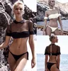 Sexiga damer bikini 19ss nya damer bikini split spets mesh Half Sleeve Swimwear Sweet Wind Women's Beach Utrustning