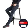 Heren jeans winter hoge taille elastische rechte slanke warme fleece cowboy broek plus fluwelen dikker mannen denim broek