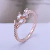 Leaf Shape Cubic Zircon Rings High Quality Band Finger Ring Wedding Rings For Women Fashion Jewelry Party Gifts Wholesale