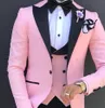 XLY 2019 ternos de casamento de lapela rosa para homens personalizados Terno magro smoking de noivo personalizado 3 peças terno de casamento masculino masculino TuxJacket Pa2058