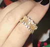 Jewelry 18K Yellow gold Women Wedding CZ Diamond Ring Original Box for Pan 925 Sterling Silver honeycomb Rings Set W198