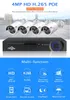 Hiseu 4CH 4MP POE Security Camera System Kit H.265 IP Camera Outdoor Waterdicht Home CCTV Video Surveillance NVR SET