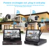 4CH Wireless 1080P NVR Kit HD LCD Monitor 4CH wifi NVR Security 2MP Audio WIFI camera CCTV Camera System APP remote