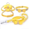 Arnés para perros Collar Correa Conjunto 3 piezas Traje Ajustable Tela de gamuza suave Diamantes brillantes Chalecos para mascotas para perros Comodidad Mascotas Suministros 1263391