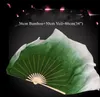 New Customized Dark Green White Gradient Belly Dance Fan Real Silk Veils Pair Half Circle Dual Layers Women Dance Fan Props254p