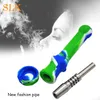 10 popular color silicone bongs oil rig silicone glass oil burner pipe kit oil rig glass bong hookah hose dry herb hand pipe