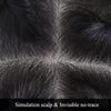 100% Human Hair Silk Base Top Hairpiece for Women Clip in Crown Topper Hand-made Toupee Middle Part Thinning Hair Grey Hair